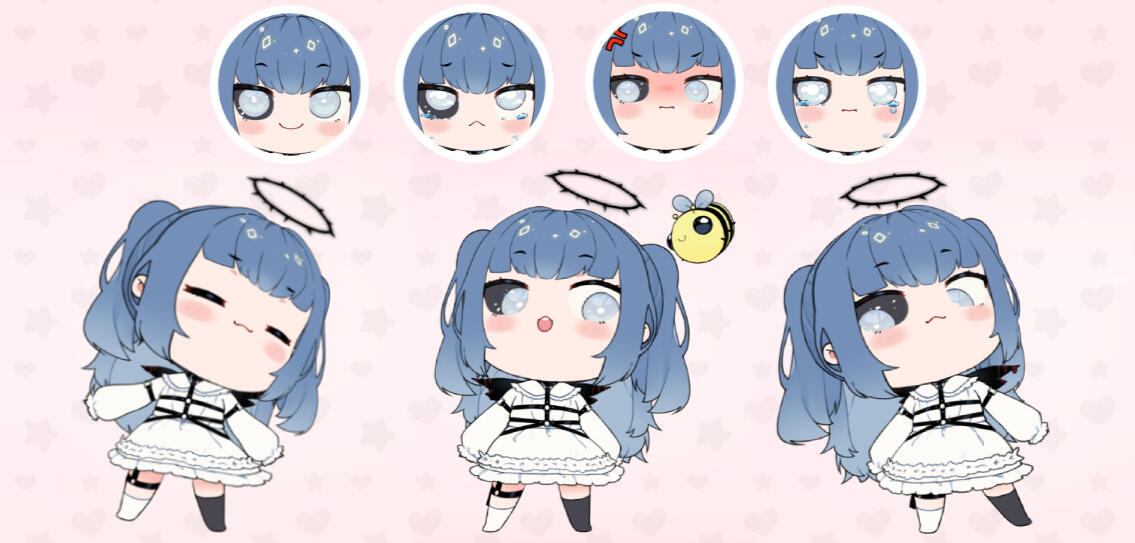 soyuu reference sheet with many expressions and poses